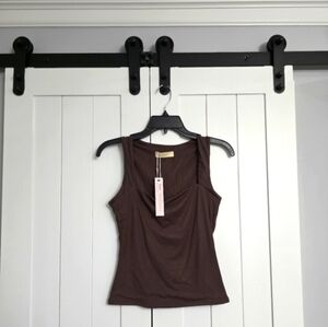 QINSEN Women's Square Neck Sleeveless Double-Layer Tank Top. NEW!